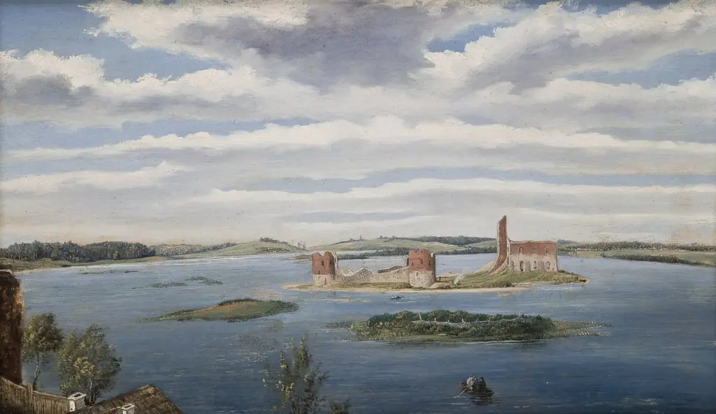 Ruins of the Castle on the Trakai Lake (Lake Galvė), by Wincenty Dmochowski