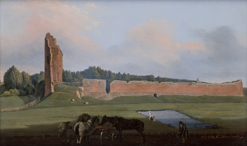 Ruins of the Miedniki Castle, by Wincenty Dmochowski, oil, 1853