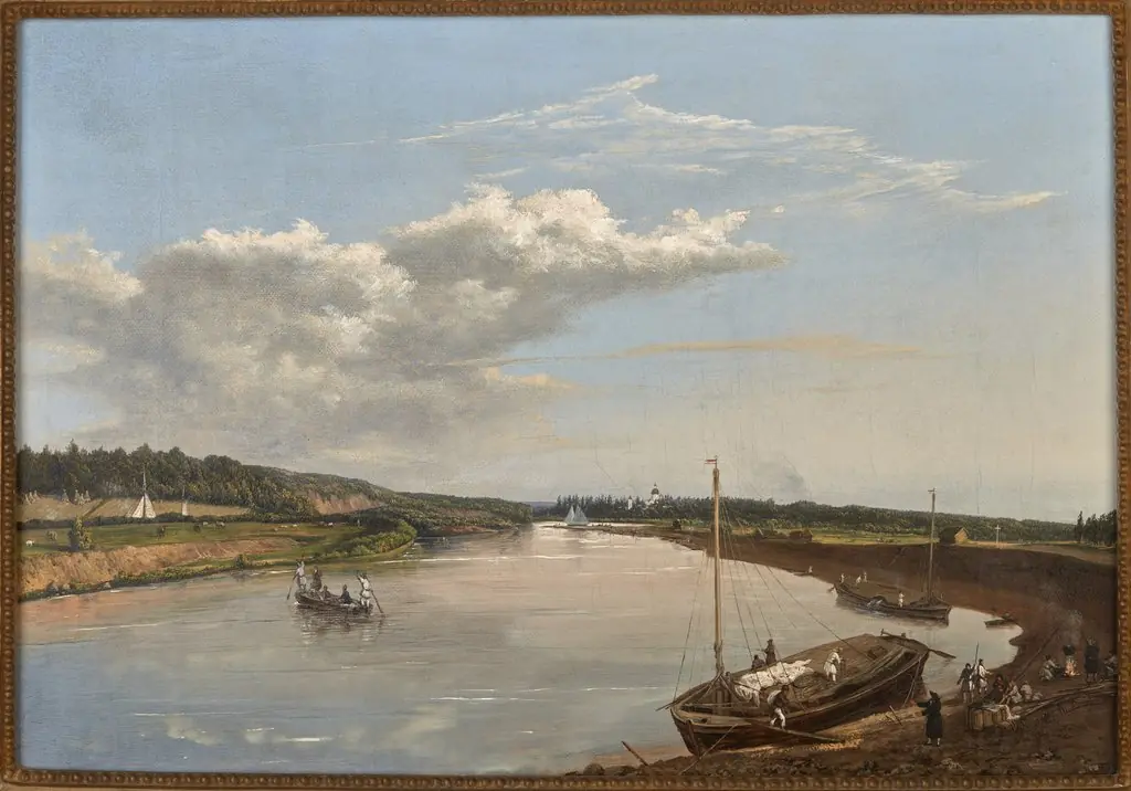 View of Pożajście on the Niemen River, by Wincenty Dmochowski