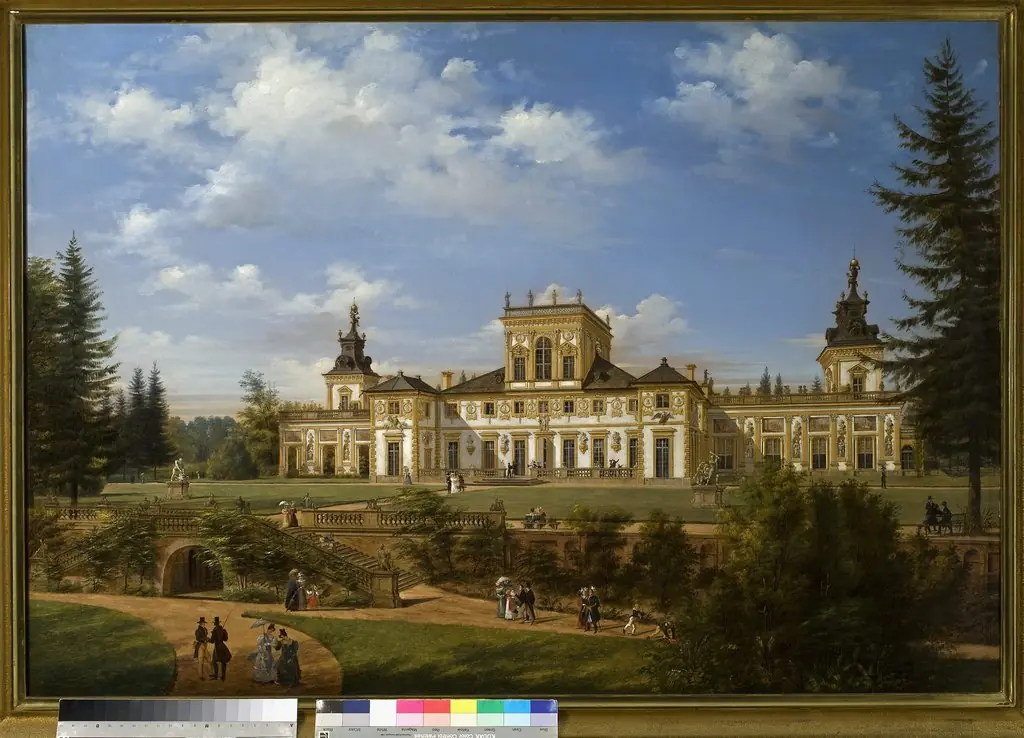 View of the Wilanów Palace from the side of the park, by Wincenty Kasprzycki