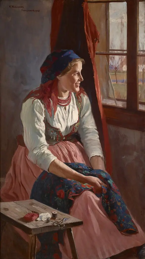 Girl at the Window, by Wincenty Wodzinowski
