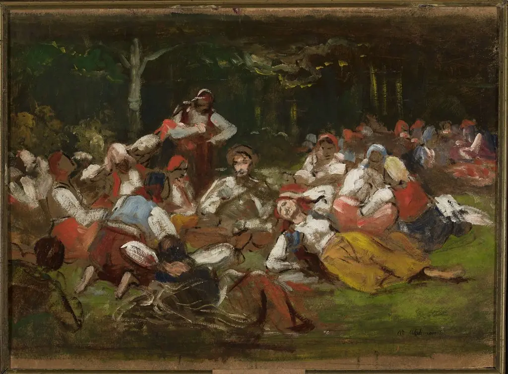 Sketch for “Harvesters resting”, by Wincenty Wodzinowski