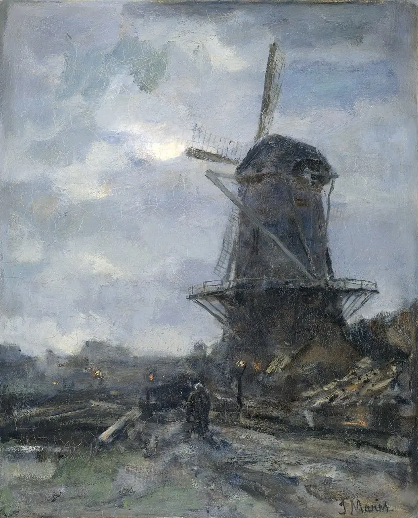 Windmill by moonlight