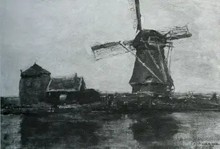 Windmill with Summerhouse II, by Piet Mondrian