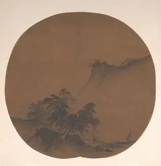 南宋  傳夏珪  澤畔疾風圖  團扇|Windswept lakeshore