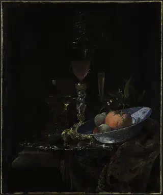 Wineglass and a Bowl of Fruit, by Willem Kalf