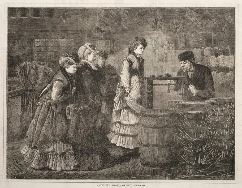 A Country Store, Getting Weighed, by Winslow Homer, 1871