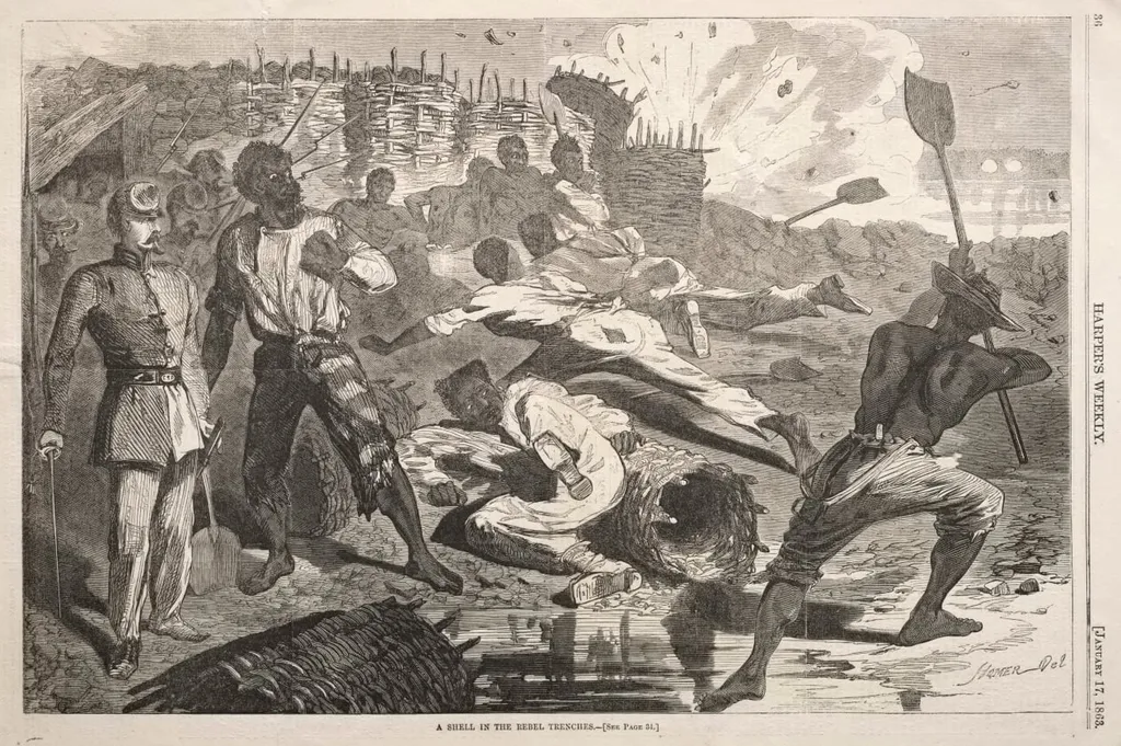 A Shell in the Rebel Trenches, by Winslow Homer, 1863