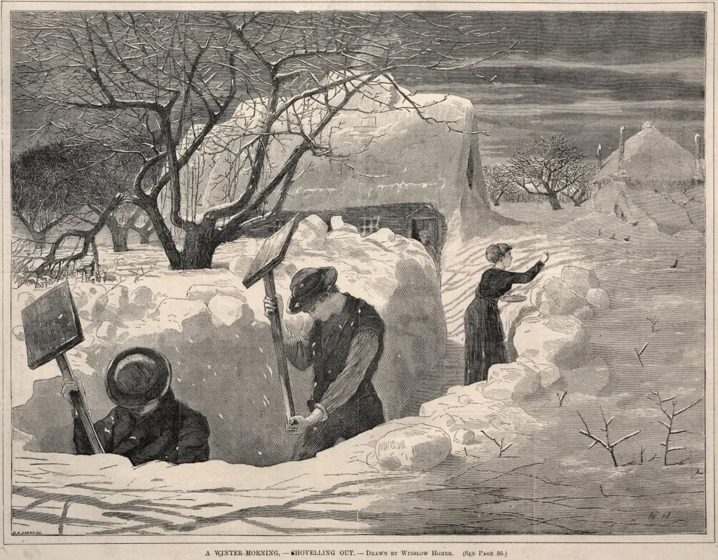 A Winter Morning, - Shovelling Out, by Winslow Homer, 1871