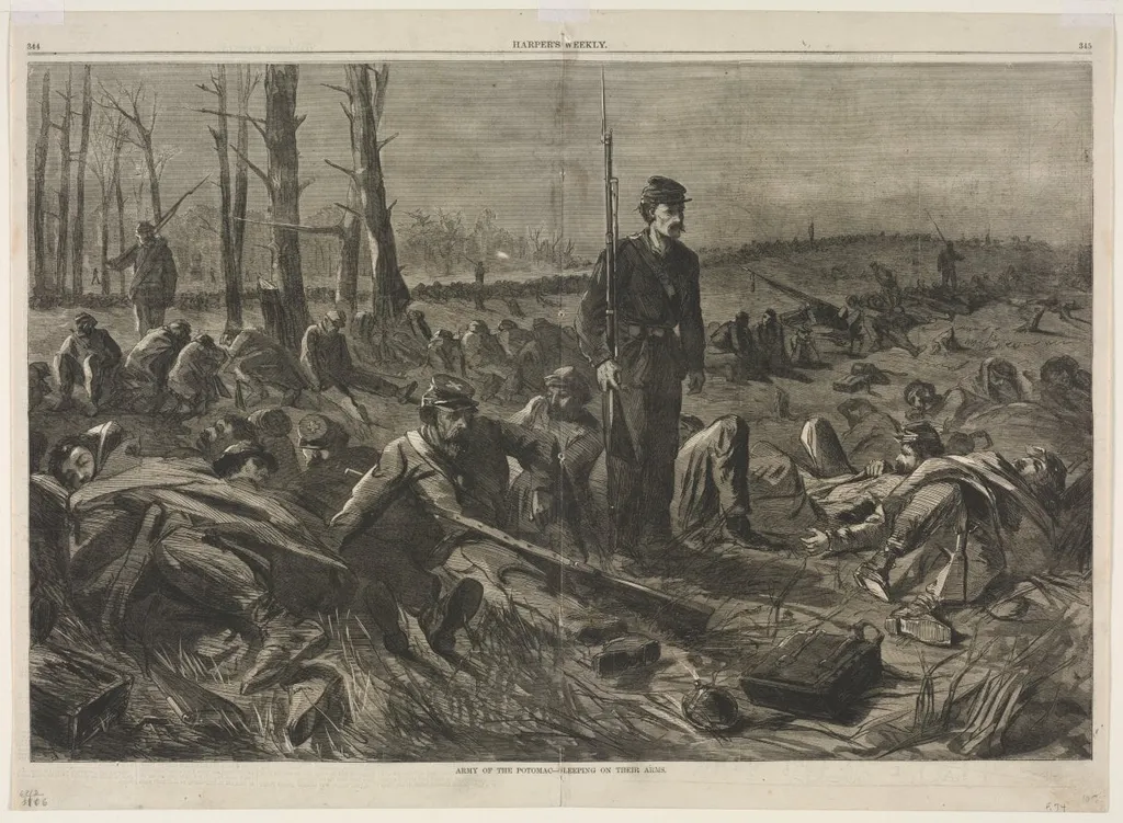 Army of othe Potomac - Sleeping on Their Arms, by Winslow Homer, 1864