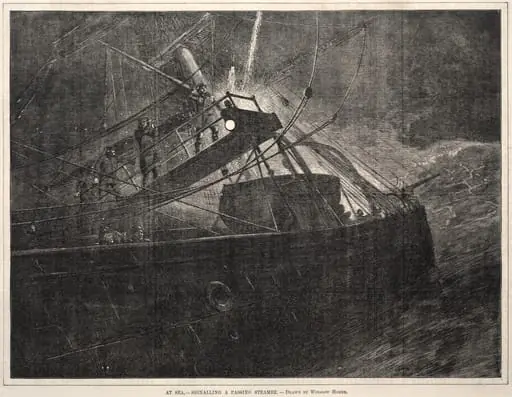 At Sea, Signalling a Passing Steamer, by Winslow Homer