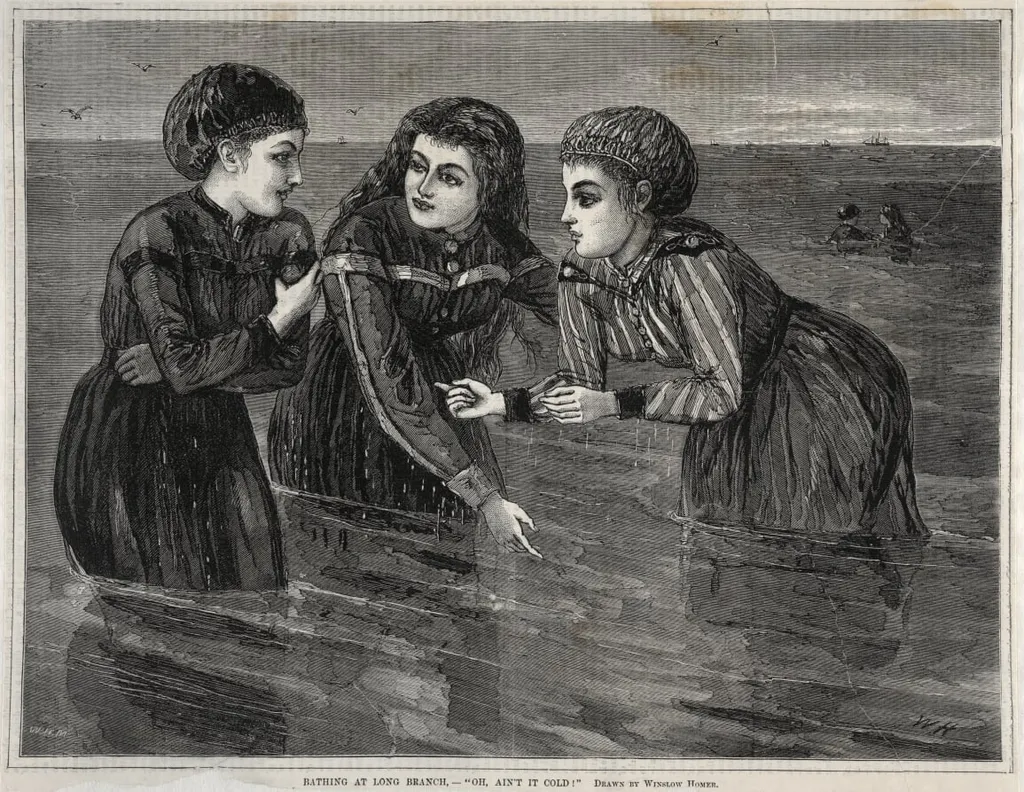 Bathing at Long Branch, - "Oh, Ain't it Cold!", by Winslow Homer, 1871