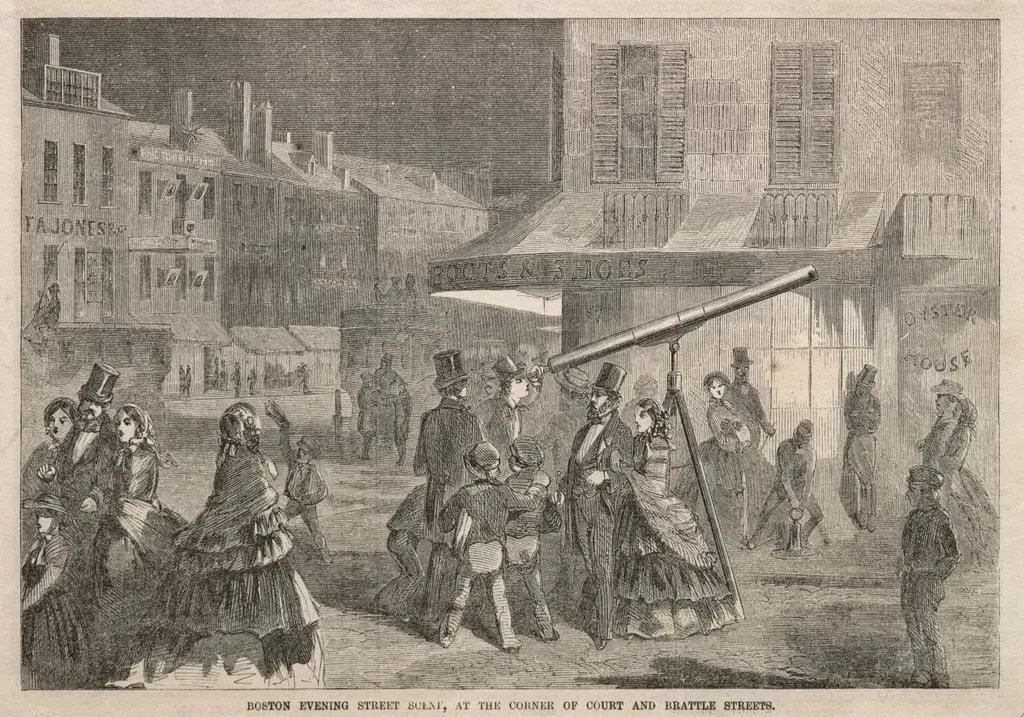 Boston Evening Street Scene, at Corner of Court and Brattle Streets, by Winslow Homer, 1857