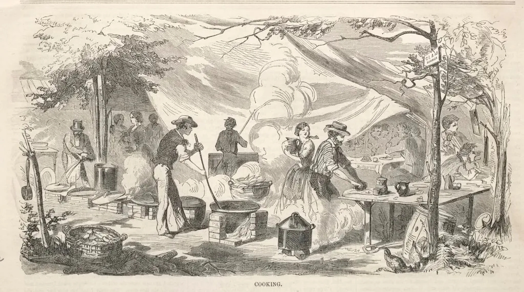 Camp Meeting Sketches: Cooking, by Winslow Homer, 1858