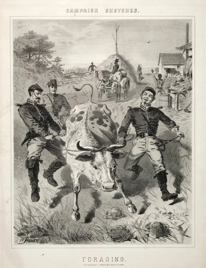 Campaign Sketches: Foraging, by Winslow Homer, 1863