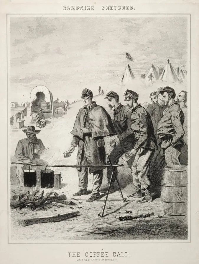 Campaign Sketches: The Coffee Call, by Winslow Homer, 1863