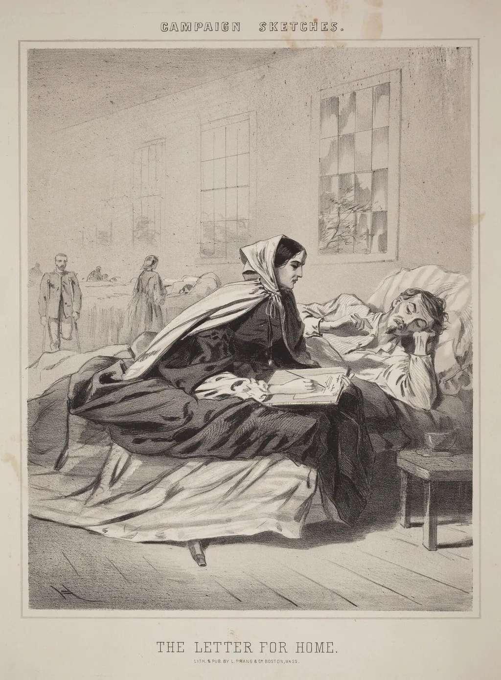 Campaign Sketches: The Letter for Home, by Winslow Homer, ink, 1863