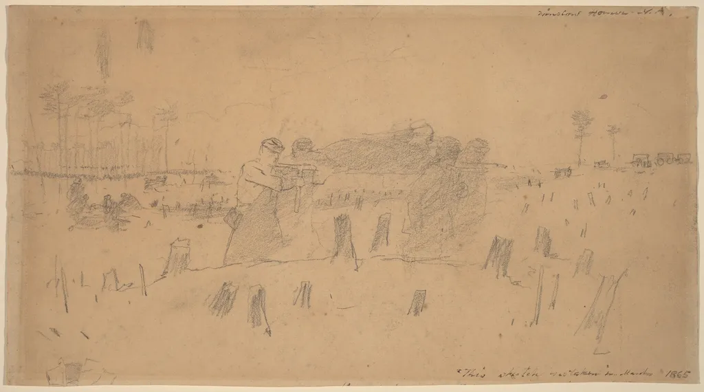 Carrying the Wounded, by Winslow Homer, graphite, 1865