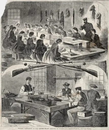 Filling Cartridges at the United States Arsenal, at Watertown, Massachusetts, by Winslow Homer