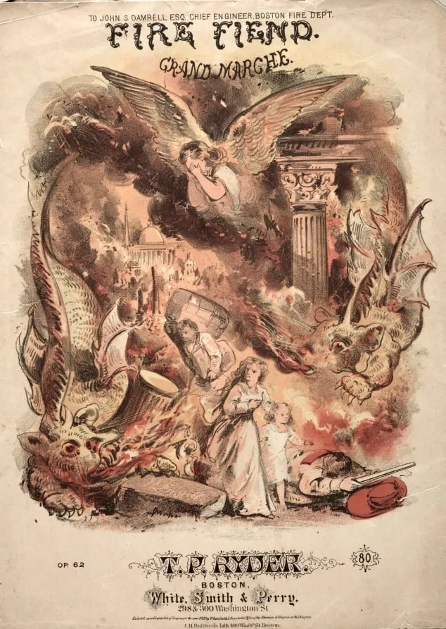 Fire Fiend - Sheet Music Cover, by Winslow Homer, 1872