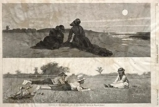 Flirting on the Seashore and on the Meadow, by Winslow Homer