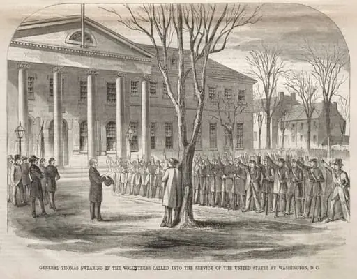 General Thomas Swearing in the Volunteers Called into the Service of the United States at Washington, D.C., by Winslow Homer