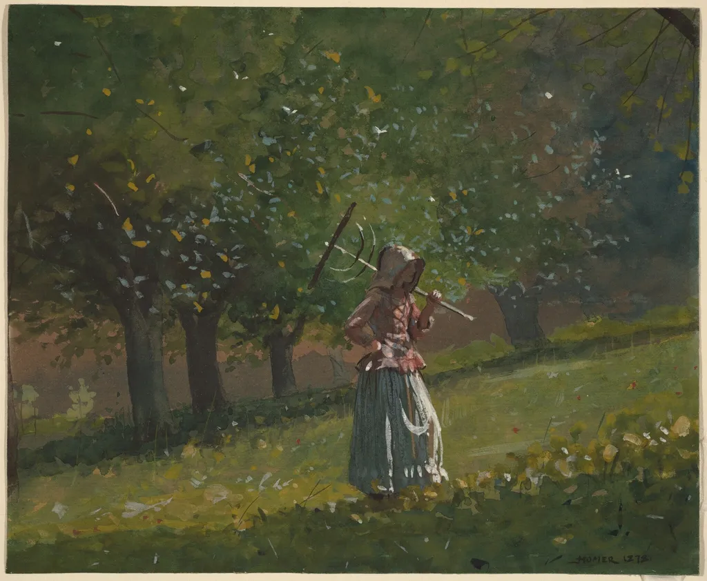 Girl with Hay Rake, by Winslow Homer, watercolor, 1878