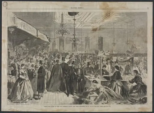 Great Fair Given at the City Assembly Rooms, New York, December, 1861, in Aid of the City Poor, by Winslow Homer