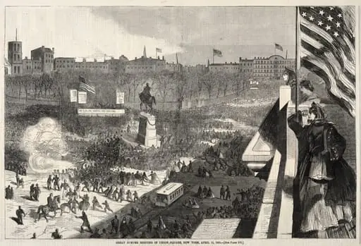 Great Sumter Meeting in Union Square, New York, April 11, 1863, by Winslow Homer