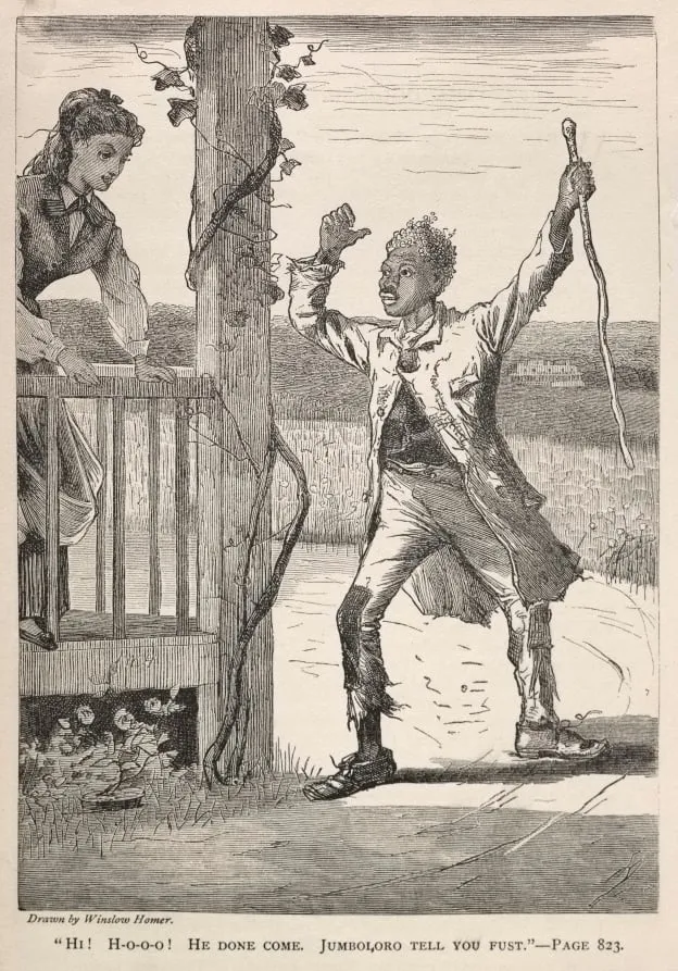 "Hi! H-O-O-O! He Done Come. Jumboloro Tell You First.", by Winslow Homer, 1869