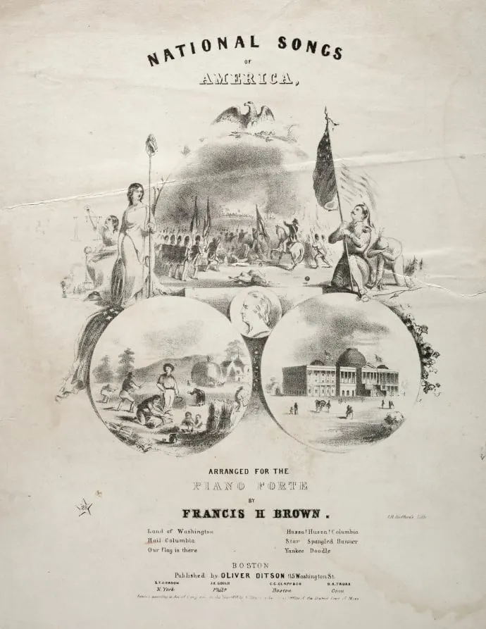 National Songs of America - Sheet Music Cover, by Winslow Homer, 1856
