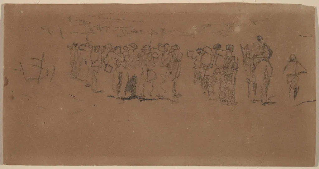 Preparing for the March, by Winslow Homer, graphite, 1862