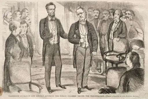 Presidents Buchanan and Lincoln Entering the Senate Chamber before the Inauguration, by Winslow Homer