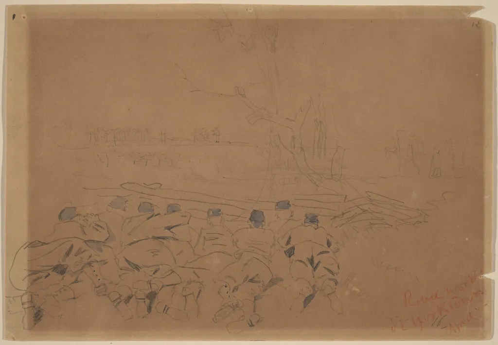 Rebel Works at Yorktown, by Winslow Homer, graphite, 1862