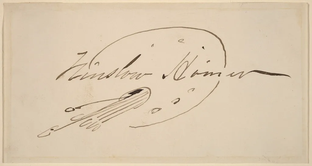 Signature in Palette, by Winslow Homer, ink, 1873
