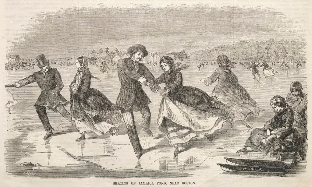 Skating on Jamaica Pond, near Boston, by Winslow Homer, 1859