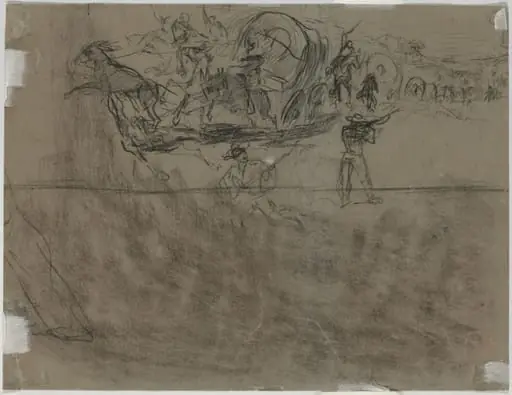 Skirmish Involving a Wagon Train [verso], by Winslow Homer