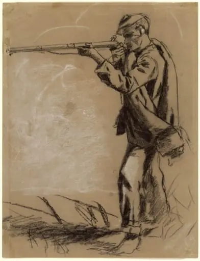 Soldier Taking Aim [recto], by Winslow Homer
