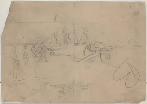 Soldiers and Cannon [verso], by Winslow Homer
