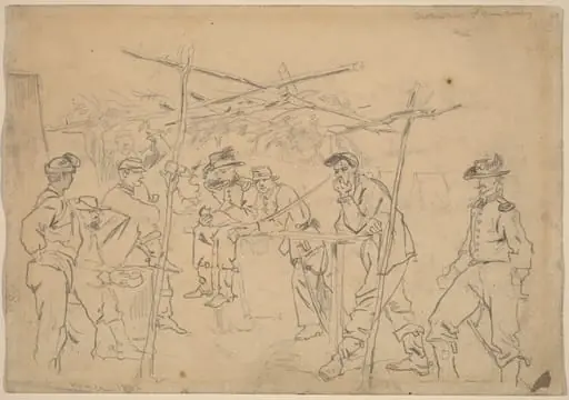 Sutler's Tent, 3rd Pennsylvania Cavalry [recto], by Winslow Homer