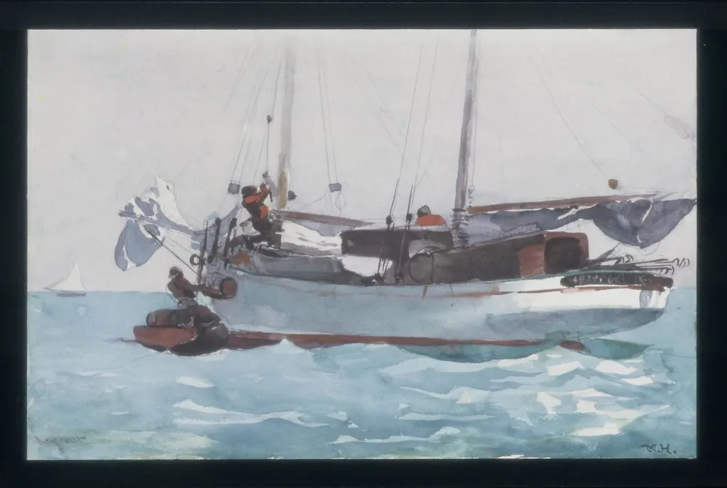 Taking on Wet Provisions (Schooner Marked Newport, K. W.), by Winslow Homer, watercolor, 1903