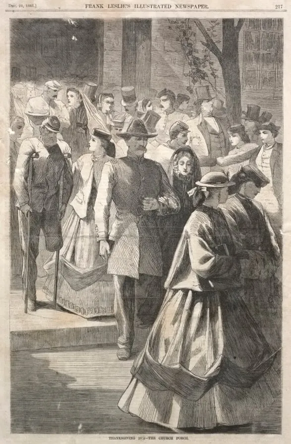 Thanksgiving Day - The Church Porch, by Winslow Homer, 1865