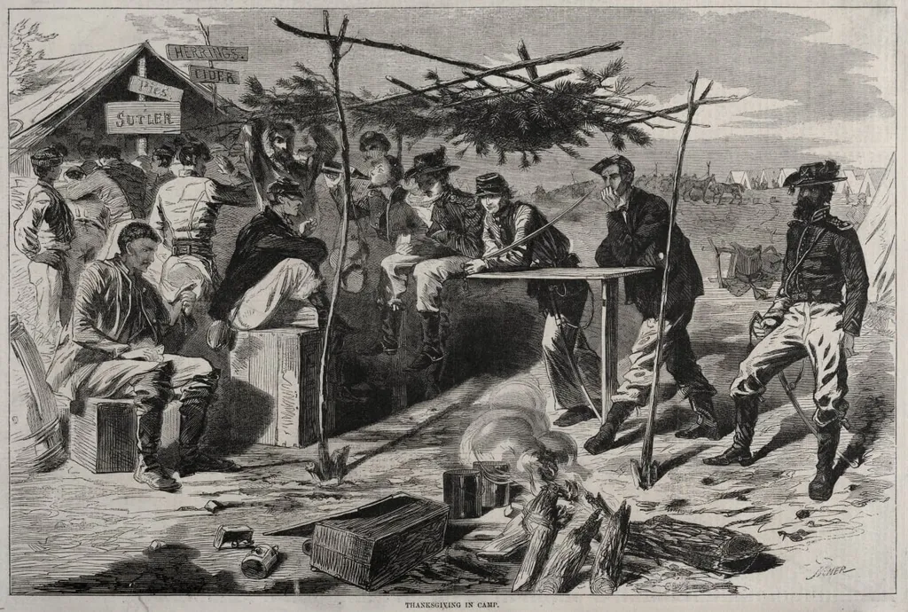 Thanksgiving in Camp, by Winslow Homer, 1862