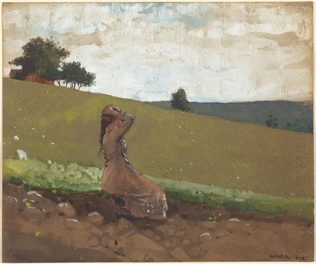 The Green Hill, by Winslow Homer, gouache, 1878