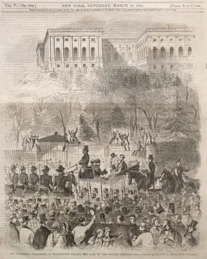 The Inaugural Procession at Washington Passing the Gate of the Capital Grounds, by Winslow Homer