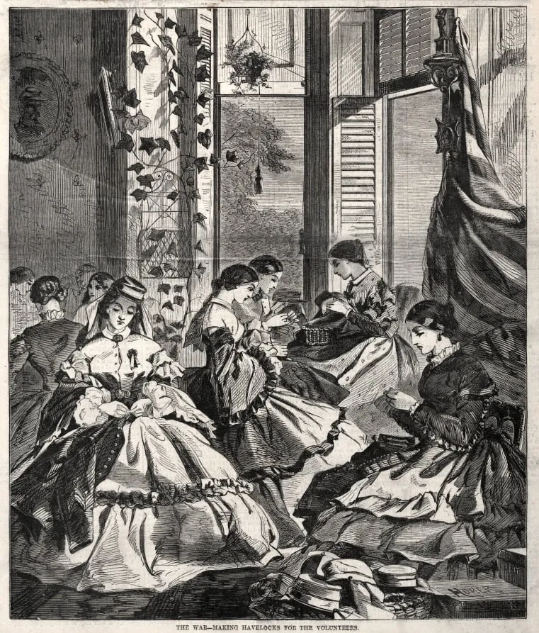 The War - Making Havelocks for the Volunteers, by Winslow Homer, 1861