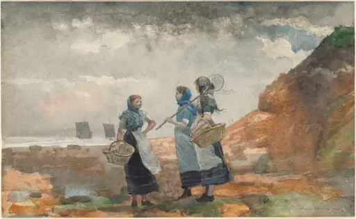 Three Fisher Girls, Tynemouth, by Winslow Homer