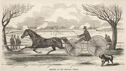 Trotting on the Mill Dam, Boston, by Winslow Homer