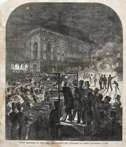 Union Meeting in the Open Air Outside the Academy of Music, by Winslow Homer