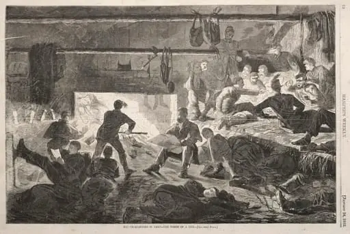 Winter Quarters in Camp - The Inside of a Hut, by Winslow Homer